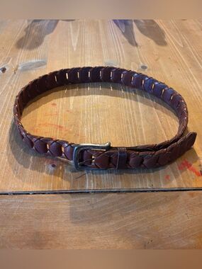 Mens braided leather belt made in Turkey 4285 brown 34